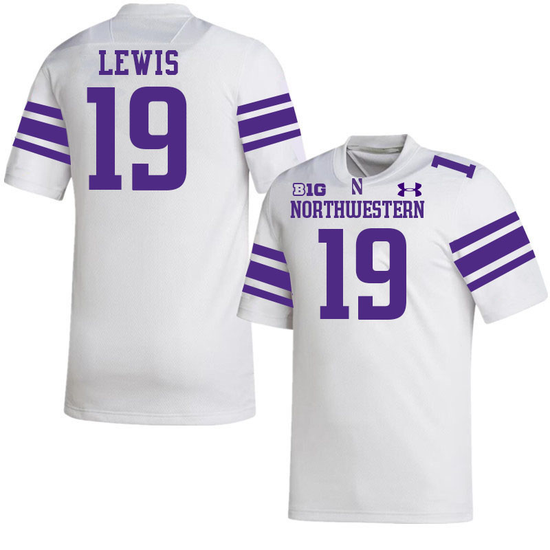 Northwestern Wildcats #19 J.J. Lewis College Football Jerseys Stitched-White